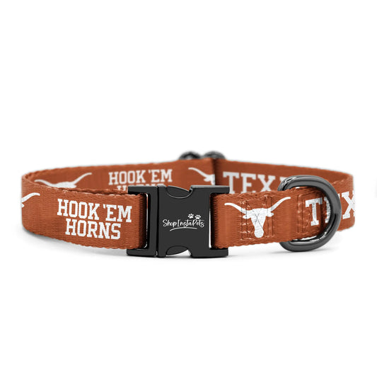 Texas Longhorns Collars and Leashes | Officially Licensed | Fits All Pets! (Medium Collar)