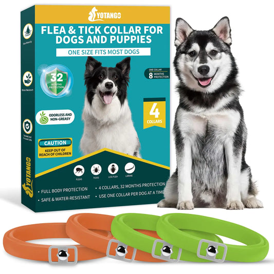 4-Pack Flea & Tick Collars for Dogs (Orange & Green)