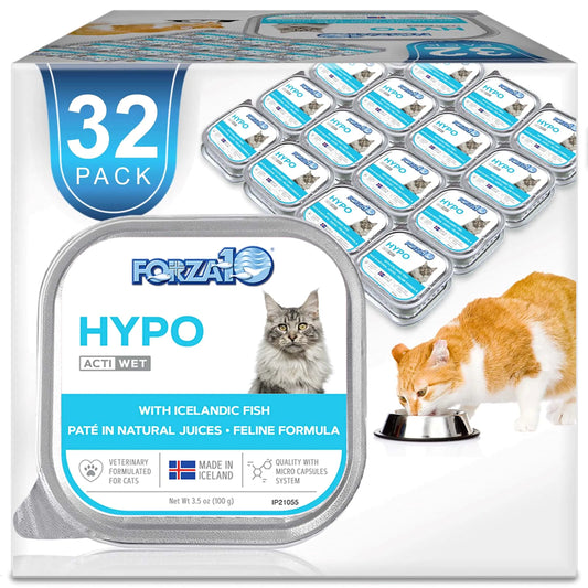 Forza10 Wet Hypoallergenic Cat Food Fish Flavor Canned Wet Cat Food for Adult Cats with Allergy and Skin and Coat Conditions 32 Pack Case of 3.5 Ounce Each