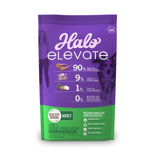 Halo Elevate Dry Dog Food Healthy Grains Lamb Recipe 20lb